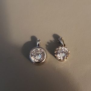2 Sterling Silver/cz Pendants